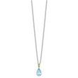 Brilliant Gemstones Sterling Silver with14K Accent Rhodium-plated Sky Blue Topaz and Peridot 18 Inch Necklace with 2 Inch Extender