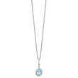 Brilliant Gemstones Sterling Silver with 14K Accent Rhodium-plated Sky Blue Topaz and Diamond 18 Inch Necklace with 2 Inch Extender