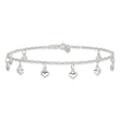 Sterling Silver Polished Puffed Heart 9in Anklet