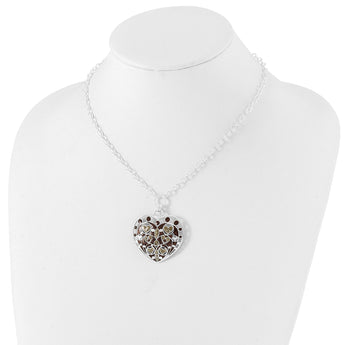 Sophia Jewelers Sterling Silver Enameled Heart Necklace with Polished Finish 17 in - Birthstone Company