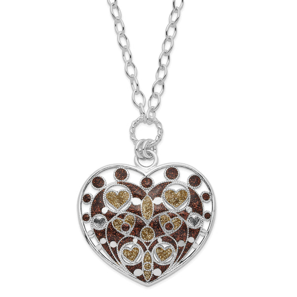 Sophia Jewelers Sterling Silver Enameled Heart Necklace with Polished Finish 17 in - Birthstone Company