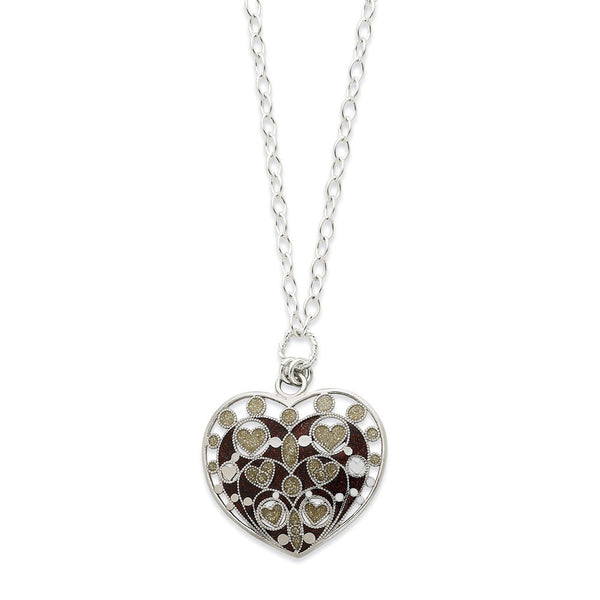 Sophia Jewelers Sterling Silver Enameled Heart Necklace with Polished Finish - 17