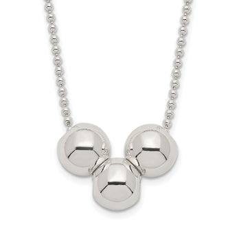 Sterling Silver Polished 3 Bead Necklace