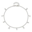 Sterling Silver Polished Bead Star and Moon 9in Plus 1in Ext. Anklet