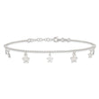 Sterling Silver Polished and Textured Star 9in Plus 1in Ext. Anklet