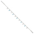 Sterling Silver 9 inch Heart and Blue Glass Plus1in ext. Anklet