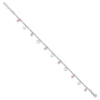 Sterling Silver Pink Glass Beads and Polished Hearts 9 inch Anklet with 1 inch extension