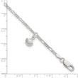 Sterling Silver Polished Shell 9in Plus 1in Ext. Anklet