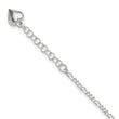 Sterling Silver Polished Heart 9in Plus 1in Ext. Anklet