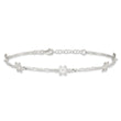 Sterling Silver Polished Flower 9in Plus 1in Ext. Anklet
