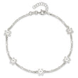 Sterling Silver Polished Flower 9in Plus 1in Ext. Anklet