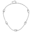 Sterling Silver Polished & Brushed Ovals and Heart Link Necklace