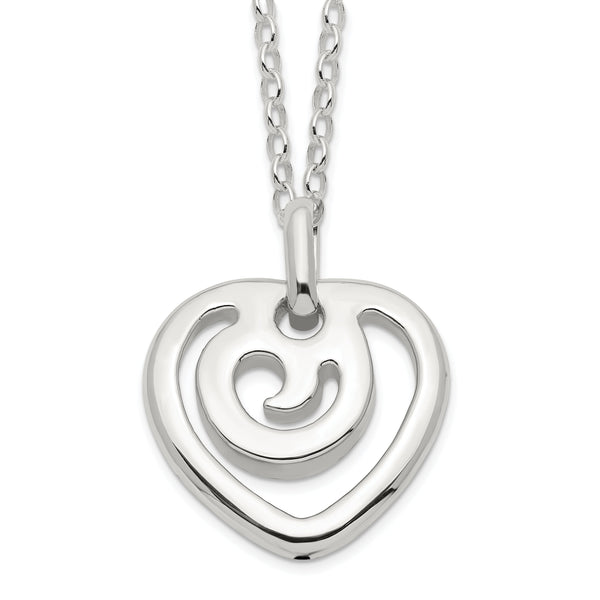 Sterling Silver Polished Heart Pendant Necklace