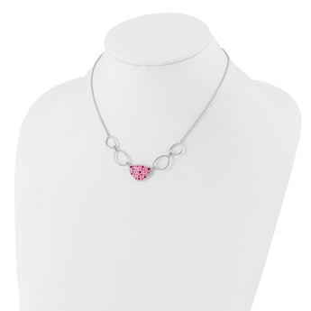 Sterling Silver Polished Pink Preciosa Crystal Triangle Necklace