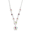 Sterling Silver 925 Multi-Color Crystal Flower Pendant Necklace 20in Elegant Design - 23.5