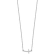 Sterling Silver Rhodium-plated Small Sideways Curved Cross Necklace