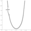 Sterling Silver Rhodium-plated Small Off-Set Sideways Curved Cross Necklace