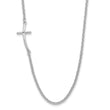 Sterling Silver Rhodium-plated Small Off-Set Sideways Curved Cross Necklace