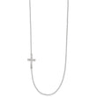 Sterling Silver Rhod-pltd CZ Offset Sideways Cross w/2in Ext Necklace