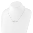 Sterling Silver Rhodium-plated CZ Sideways Cross w/2in Ext Necklace