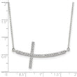 Sterling Silver Rhodium-plated CZ Sideways Cross w/2in Ext Necklace