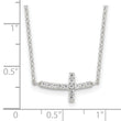 Sterling Silver Rhodium-plated CZ Sideways Cross w/2in Ext Necklace
