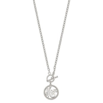 Sterling Silver 925 Polished Mom Necklace with Rhodium-Plated Finish