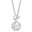 Sterling Silver 925 Polished Mom Necklace with Rhodium-Plated Finish