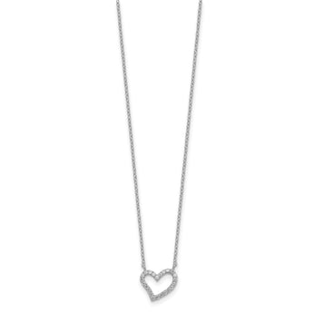 Sterling Silver Rhodium-plated CZ Open Heart 18 inch Necklace