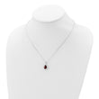Sterling Silver Rhodium Polished Garnet & CZ Necklace - Birthstone Company