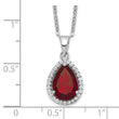 Sterling Silver Rhodium Polished Garnet & CZ Necklace - Birthstone Company