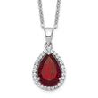 Sterling Silver Rhodium Polished Garnet & CZ Necklace - Birthstone Company