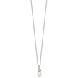 Sterling Silver Rhodium-plated 6-7mm White Button Freshwater Cultured Pearl and CZ 17 inch Necklace