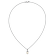 Sterling Silver Rhodium-plated 6-7mm White Button Freshwater Cultured Pearl and CZ 17 inch Necklace