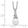 Sterling Silver Rhodium-plated 6-7mm White Near-Round Freshwater Cultured Pearl and CZ 17 inch Necklace