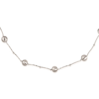 Sterling Silver 925 Beaded Necklace with Satin Polished Finish Elegant Design - Birthstone Company