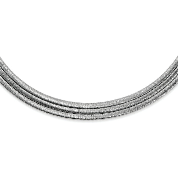 Sterling Silver 925 Fancy Necklace with Rhodium Finish and Adjustable Length