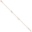 Sterling Silver Rose Tone Love and Heart 9in Plus 1in ext Anklet