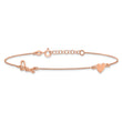 Sterling Silver Rose Tone Love and Heart 9in Plus 1in ext Anklet