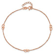 Sterling Silver Rose-tone Polished Hearts 9in Plus 1in Ext Anklet