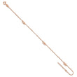 Sterling Silver Rose-tone Polished Hearts 9in Plus 1in Ext Anklet