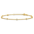 Sterling Silver Gold-tone Polished CZ Stations 9in Plus 1in ext Anklet