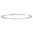 Sterling Silver Rhod-plated Diamond-cut Beads 9in Plus 1in Ext. Cross Ankle