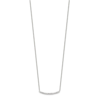 Sterling Silver CZ 18in Curved Bar Necklace