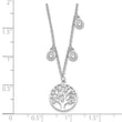 Sterling Silver Rhodium-plated CZ with Tree with 1in ext. Necklace