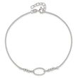 Sterling Silver Oval and Beaded 9in Plus 1in ext. Anklet