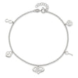 Sterling Silver Love Themed Dangles 9in Plus 1in Ext. Anklet