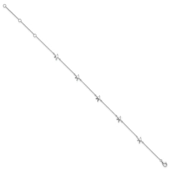 Sterling Silver Rhodium-plated Starfish 9 inch with a 2 inch extention Anklet