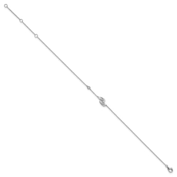 Sterling Silver Rhodium-plated Polished CZ Flip Flops 9 inch with a 2 inch extention Anklet