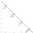 Sterling Silver Rose-tone Seashore Dangles 9in Plus 1in Ext. Anklet